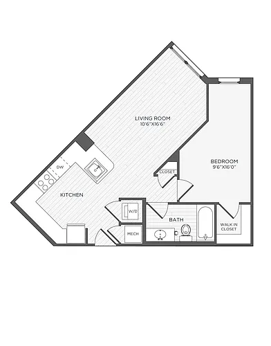 Floor plan 1 Bed 1 Bath-A2-2 - Kaydet