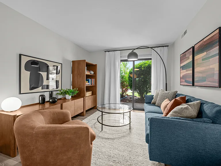 Living Room with Private Patio - Platinum Interior