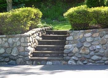 Driveway steps to backyard