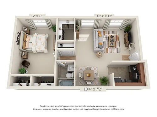 Floor plan 1-Bedroom 1-Bathroom