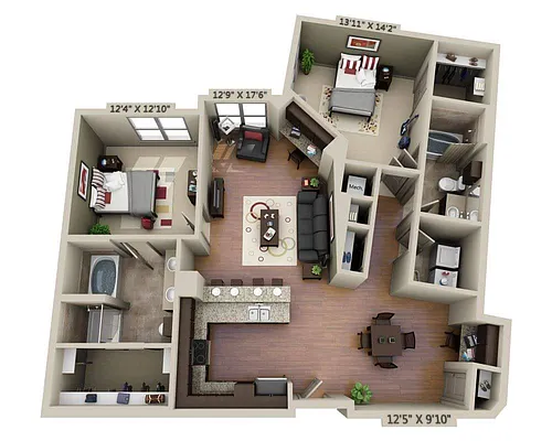 Floor plan Two Bedroom B2H