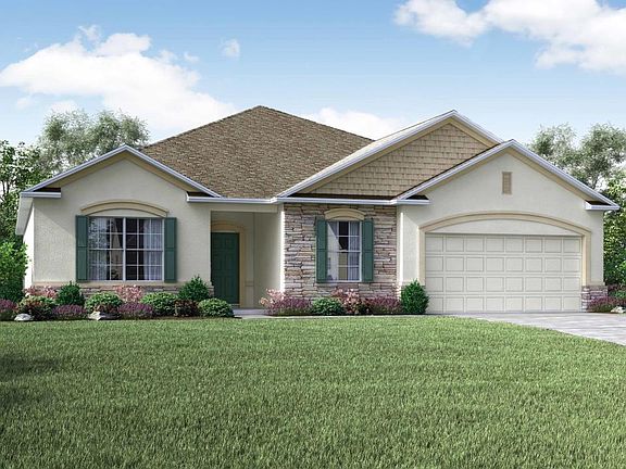 Elevation A Partial Stone Front with 2 Car Garage