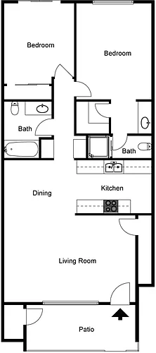 Floor plan 2 Bedroom 2 Bath