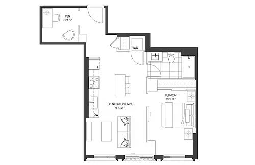 Floor plan The Cooper : 1+den