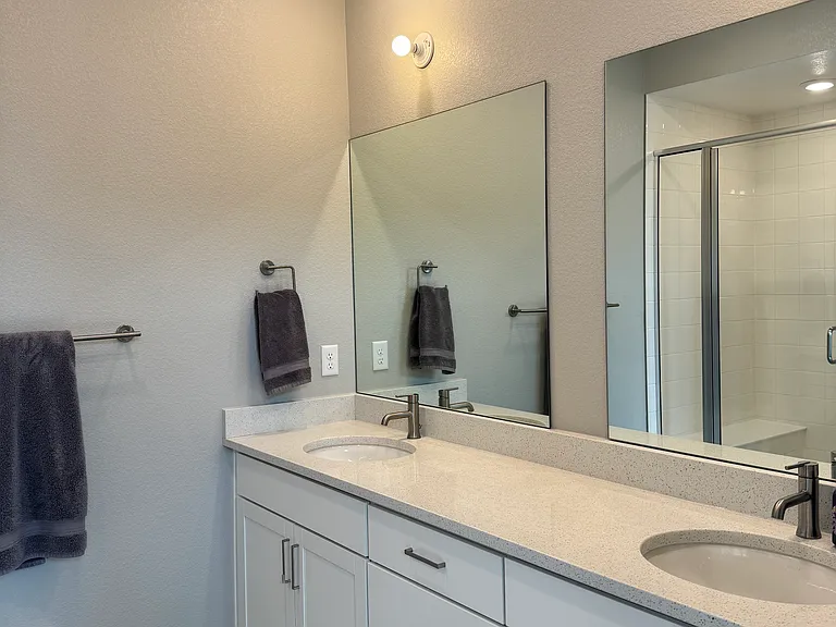 Master bathroom his and her sinks