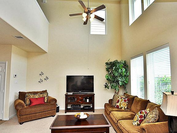 Family Room with soaring ceiling