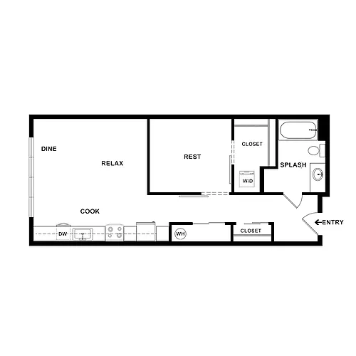 Floor plan 1 Bed/1 Bath-Handwheel