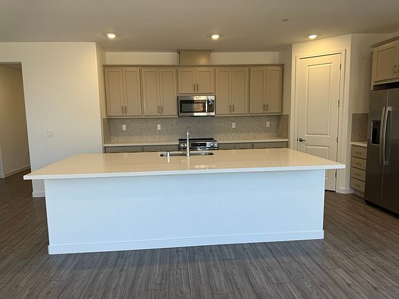 kitchen and quartz island