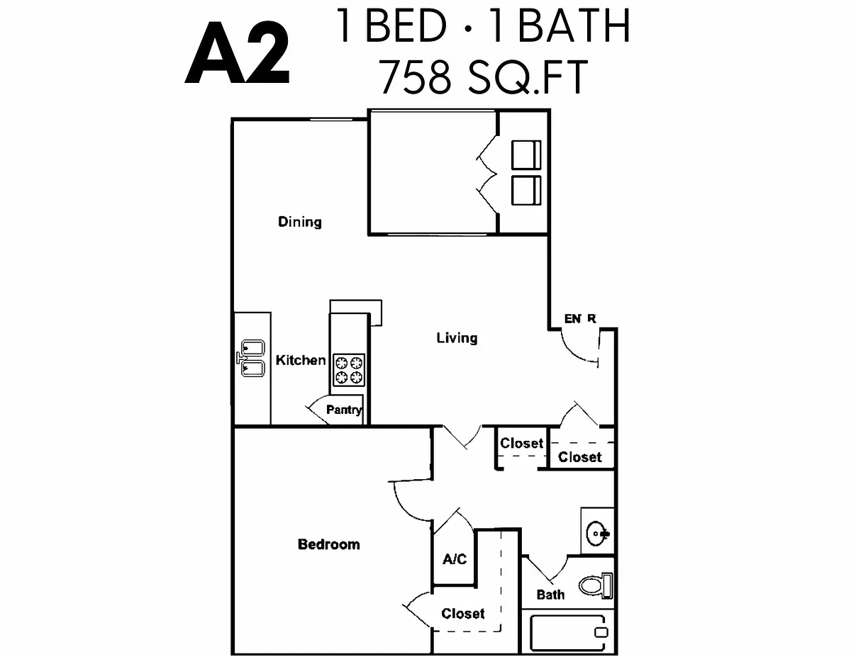 Floor plan 1X1-C