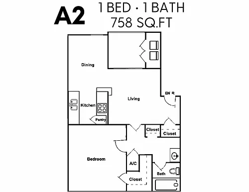 Floor plan 1X1-C