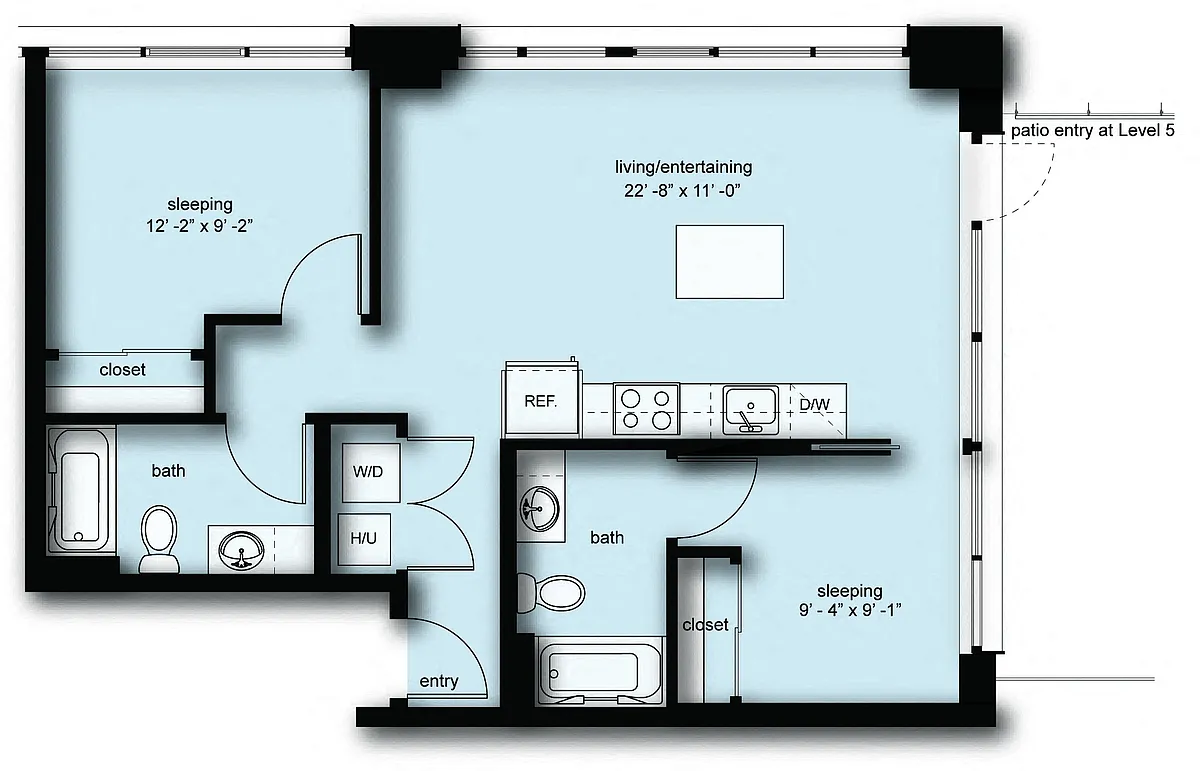 Floor plan Nolo 2 Bed 2 Bath C9