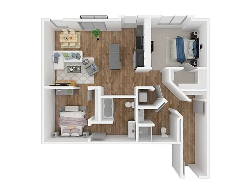 Floor plan 2 Bed, 2 Bath B3