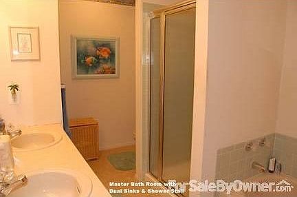 Master Bath Room with Dual Sinks & Shower Stall