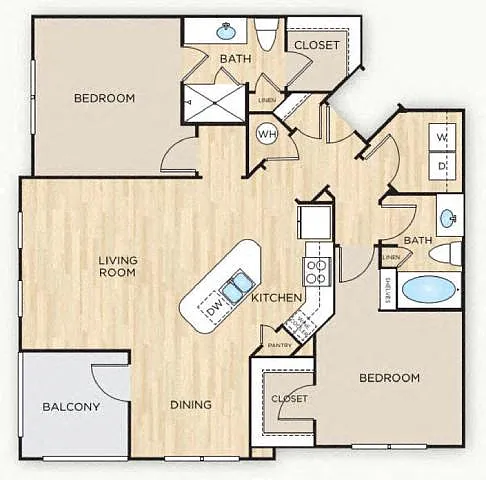 Floor plan The Hepburn (2x2)