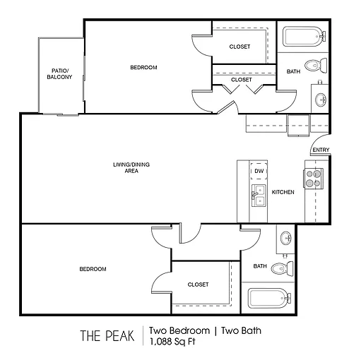 Floor plan Renovated 2-Bedroom B