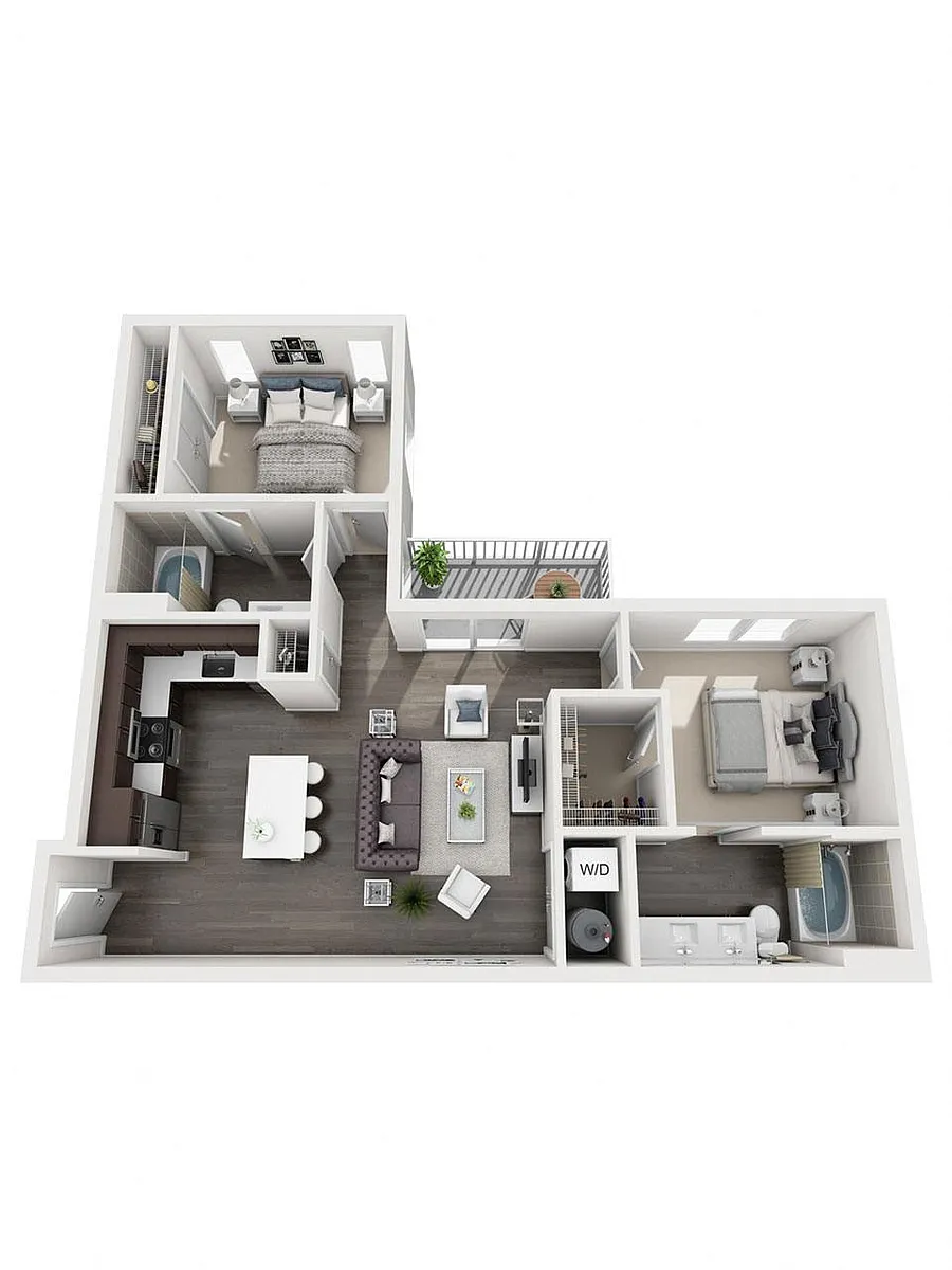 Floor plan 2 Bedroom B6 | 2 Bath