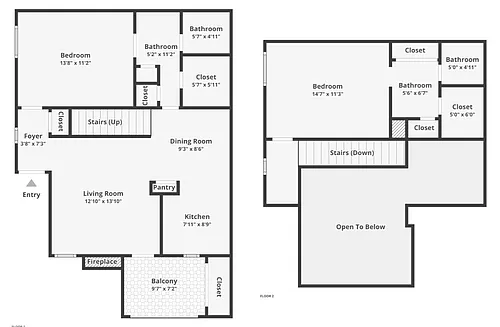 Floor plan The Whitney - 2 Bed, 2 Bath