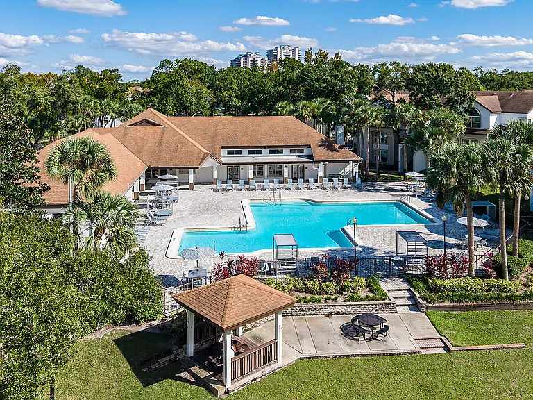 Main swimming pool and BBQ