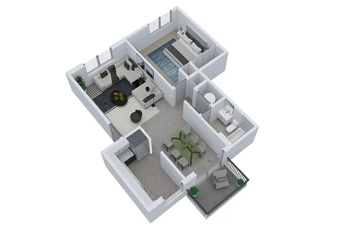 Floor plan One Bedroom; Renovated