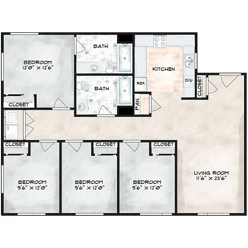 Floor plan 4 Bed 2 Bath - New Construction
