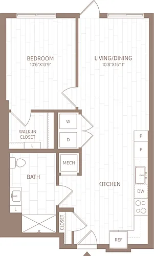 Floor plan 1 Bed/1 Bath-A10