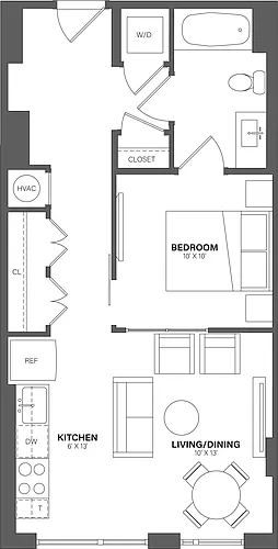 Floor plan 1 Bed/1 Bath - A11B