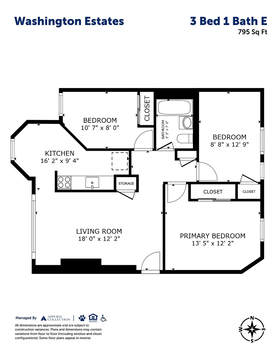 Floor plan 3 Bed 1 Bath E