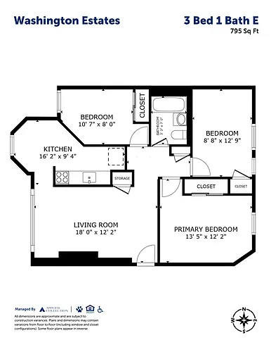 Floor plan 3 Bed 1 Bath E