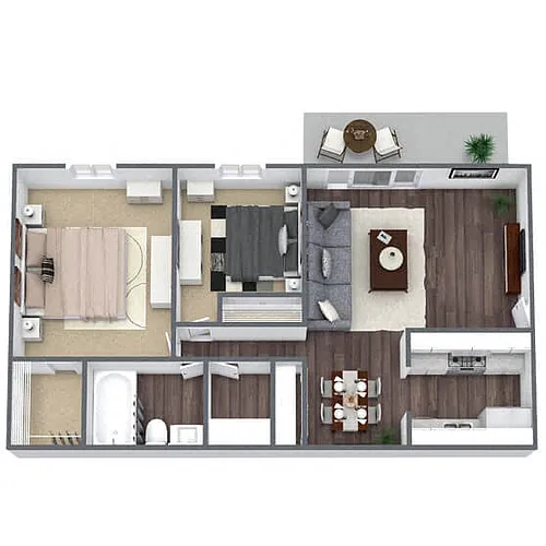Floor plan B1: 2 Bed 1 Bath