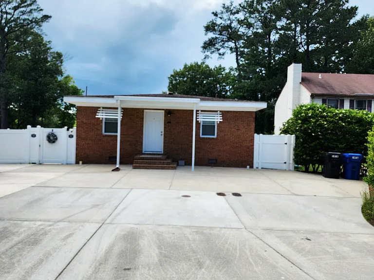 Front with parking on the right.