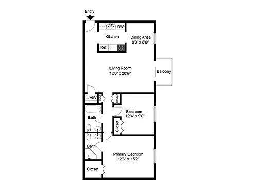 Floor plan Two Bedroom Two Bath