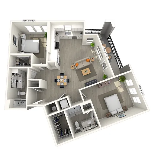 Floor plan B8 2x2 1175 SF-FP