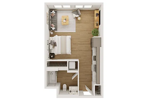 Floor plan 0 Bed 1 Bath