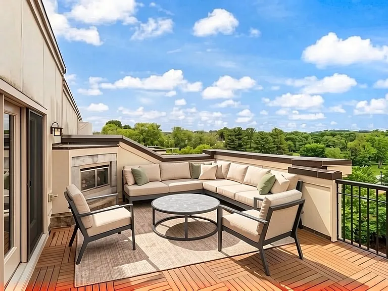 Beautiful rooftop deck with gas fireplace!
