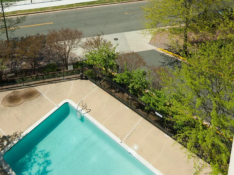 View of pool and Rocky Run Park from wrap-around balcony