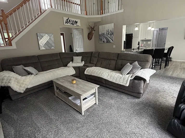 The upstairs overlooks the beautiful living room