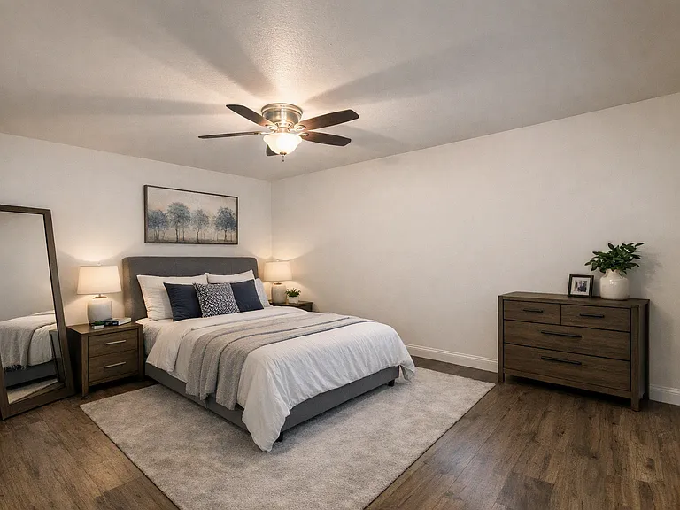 Masterbed room 2. Staged virtually