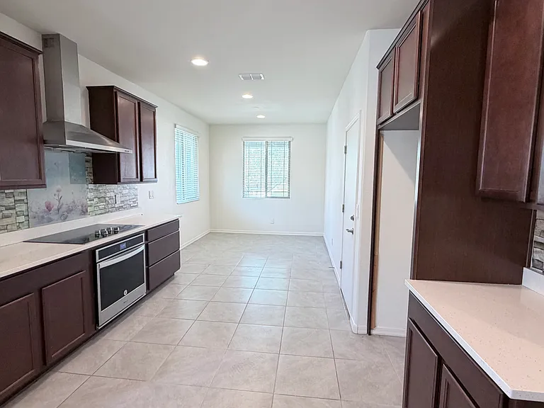 Large open kitchen with dining area