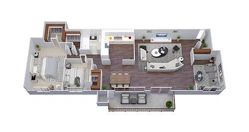 Floor plan 2Bed1Bath Den