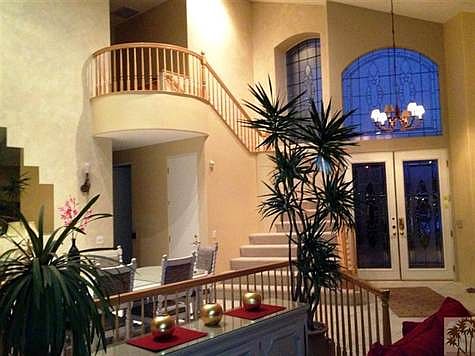 Night view from living room to entry