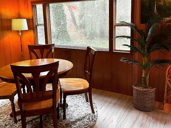 Dining with a tree view! Table extends. If you prefer to work at the table.