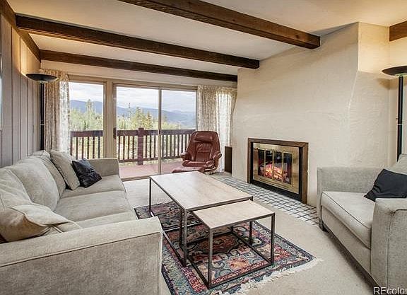 Living room with fireplace