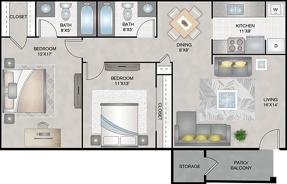Two Bedroom Two Bathroom 943 sqft Two Bedroom Two Bathroom 943 sqft