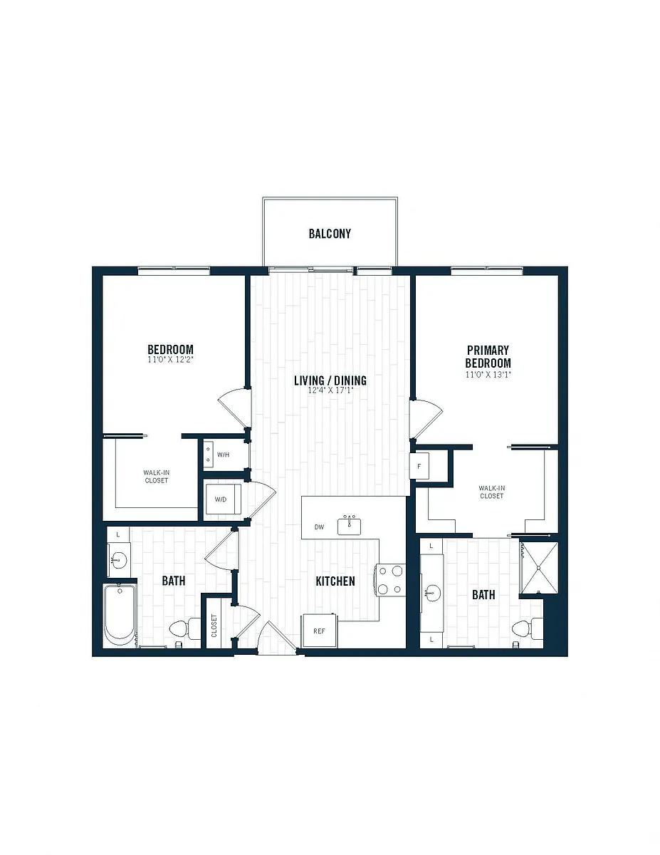Floor plan C1 | 2 Bed | 2 Bath