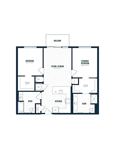 Floor plan C1 | 2 Bed | 2 Bath