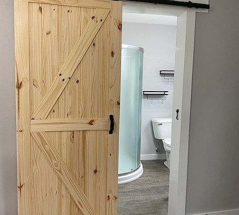 Barn Door leading into the bathroom