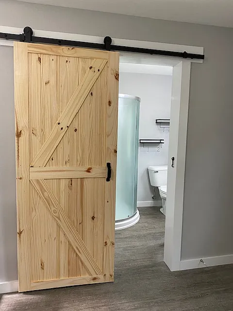 Barn Door leading into the bathroom