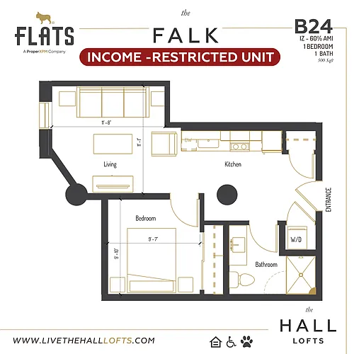 Floor plan B24 - IZ 60% AMI