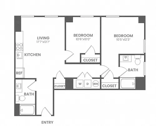 Floor plan 2 Bed 2 Bath
