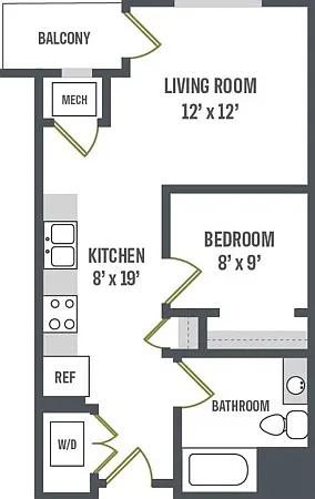 Floor Plan A1 | Elan | Apartments in Fitchburg, WI Floor Plan A1 | Elan | Apartments in Fitchburg, WI